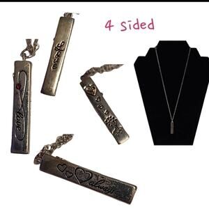 LOVE Silver Bar Pendant Necklace Valentine's Heart Infinity